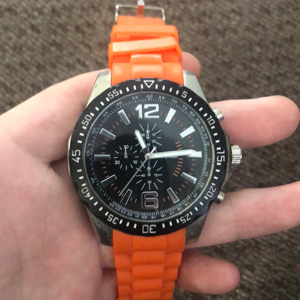 Kenneth Cole Unlisted Black/Orange Watch Big Face